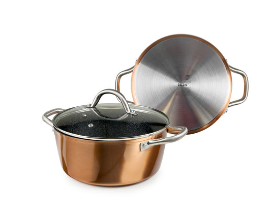 CASSEROLE WITH LID NATURA COPPER