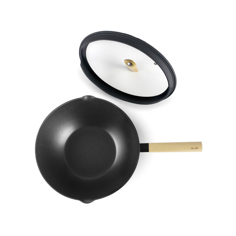 WOK LUXE WITH LID 30 CM